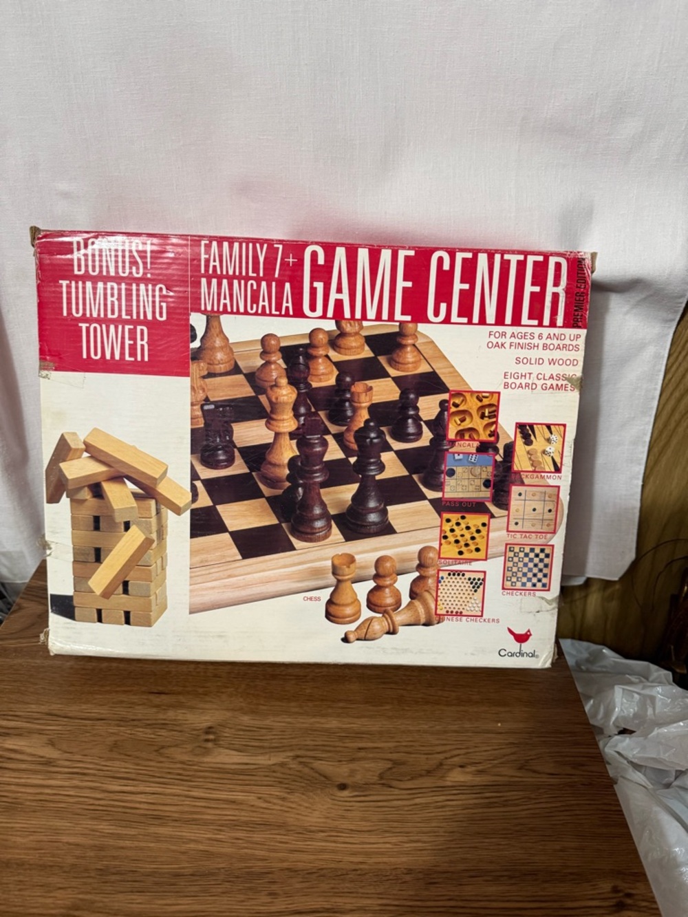 Cardinal Game Center Family Set — Brown and Natural Wood Board Games